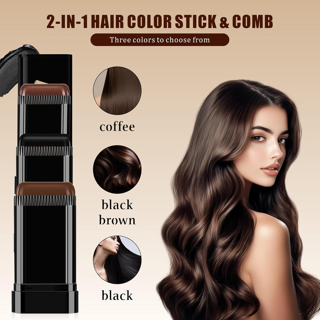 Temporary Hair Tinte Pencil Set with Comb - 3 Colors for Root Covering