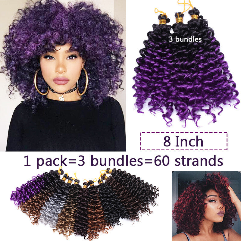 Kinky Curly Braids Afro Crochet Water Weaving Hair Extensions - Multiple Colors & Lengths