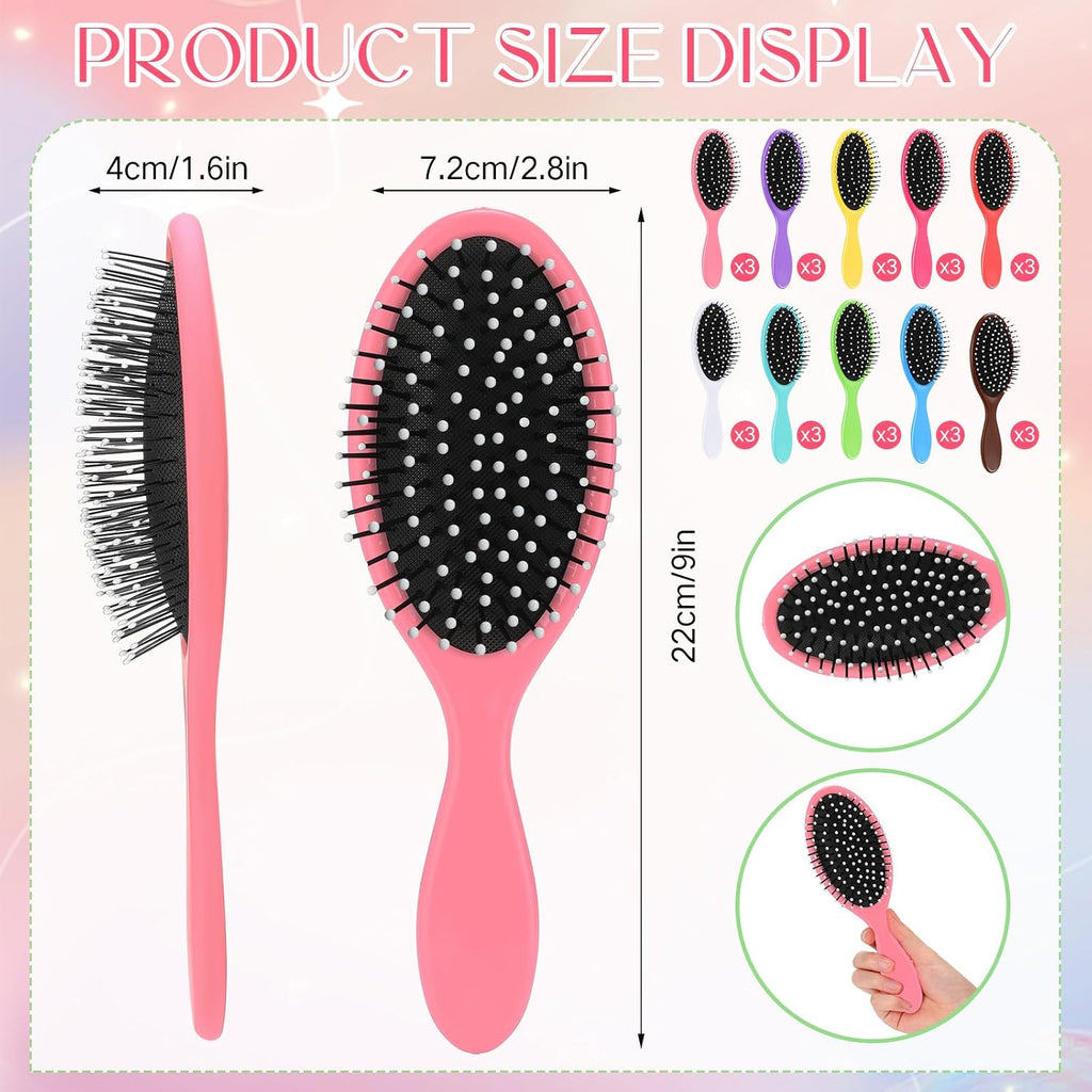 Travel Detangling Hair Brushes Set - 30 Pack for Women, Portable & Comfortable