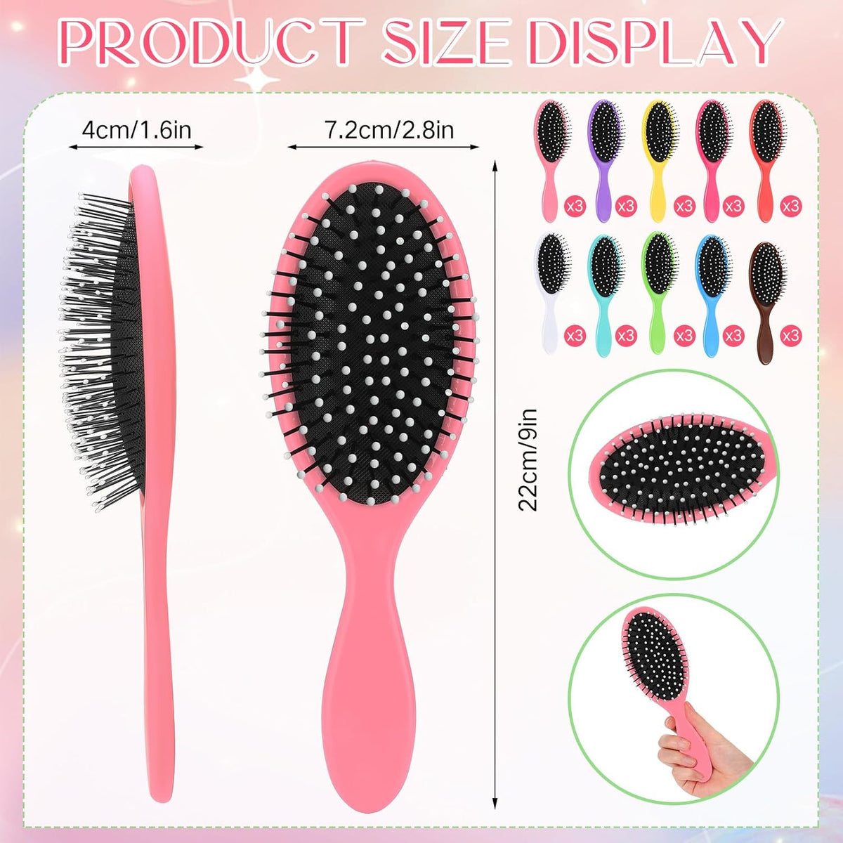 Travel Detangling Hair Brushes Set - 30 Pack for Women, Portable & Comfortable