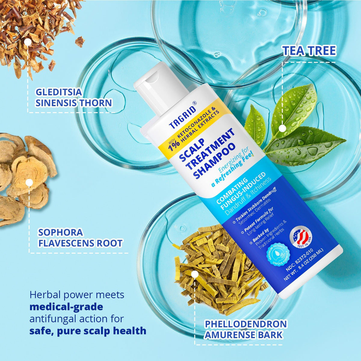 Herbal Antifungal Shampoo for Dandruff Oily Scalp - Ketoconazole & Herbal Extracts