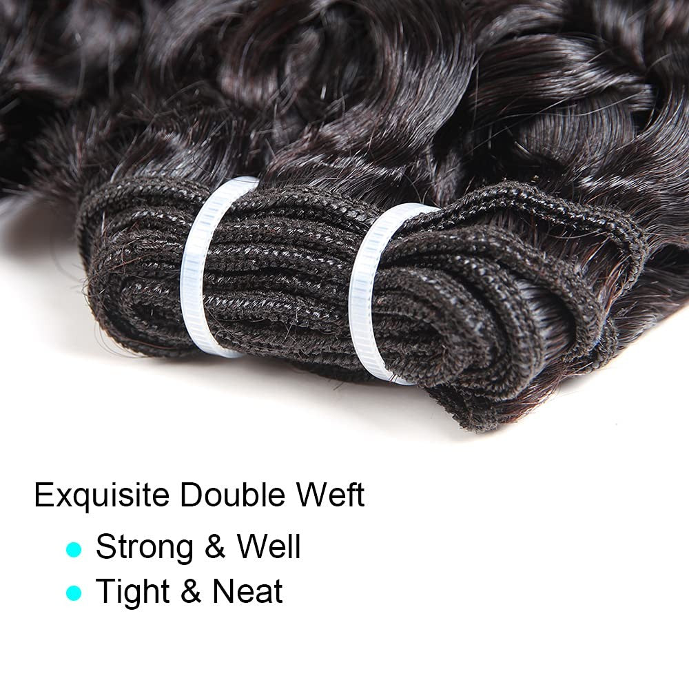 Virgin Remy Water Wave Human Hair Bundles with Closure - 50g Weave