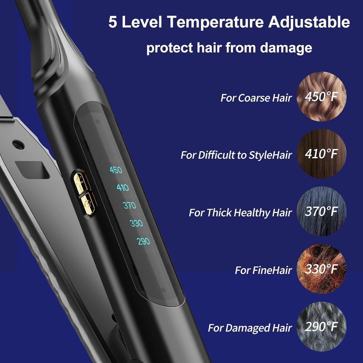 Mini Flat Iron for Short Hair - 3/10 Inch Skinny Hair Straightener with Adjustable Temp