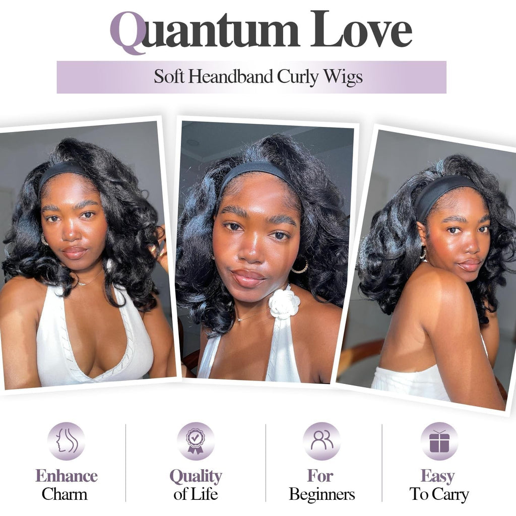 Glueless Yaki Curly Headband Wig for Black Women - Natural Look & Easy Wear
