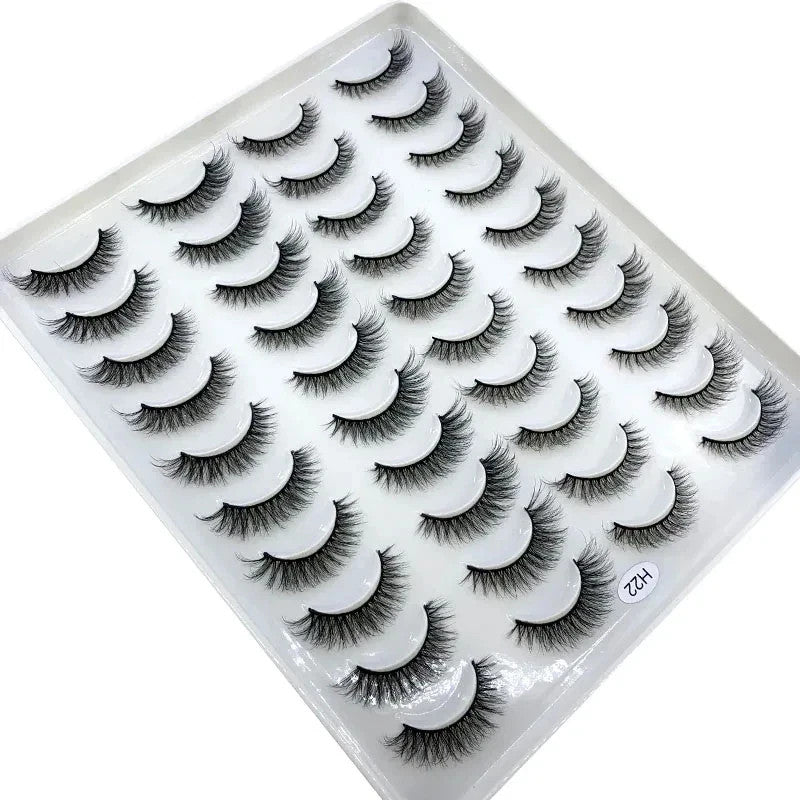 False Eyelashes Mink Natural 3D Fluffy Winged Full Strip 20 Pairs