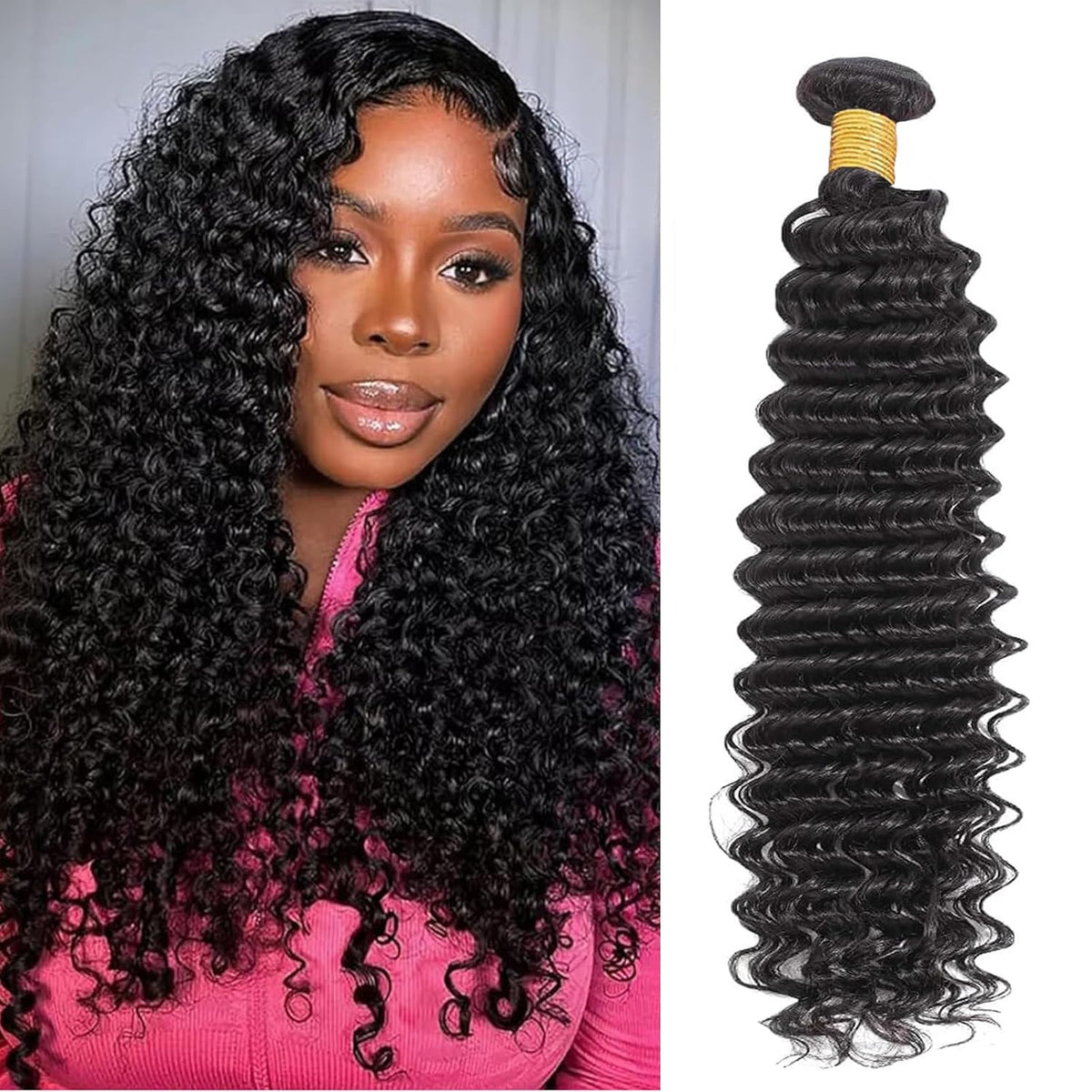 28 Inch Deep Wave Human Hair Bundles Wet and Wavy - Natural Brazilian Hair for Women