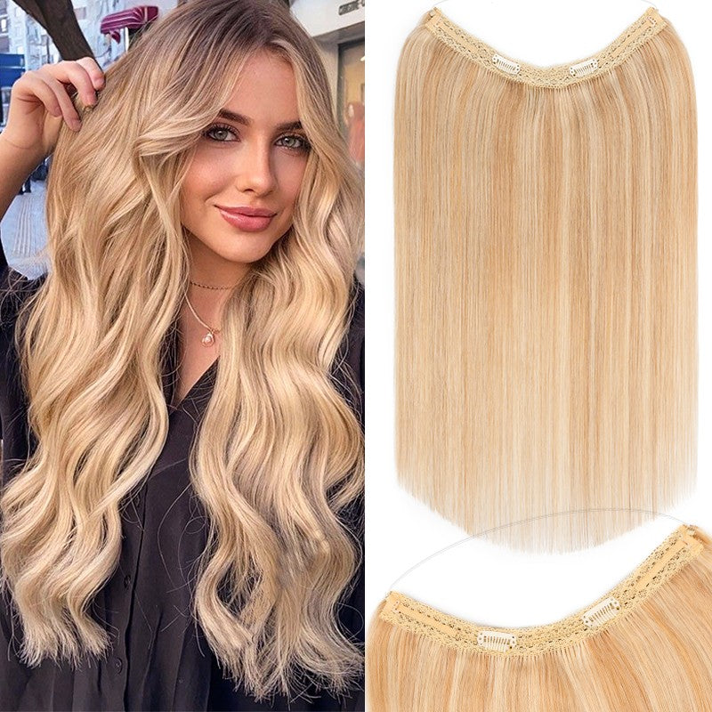 Remy Human Hair Clip-In Extensions with Invisible Wire & Clips - Thick, Natural Look