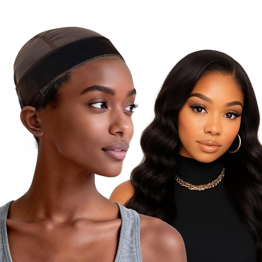 Wig Grip Cap for Women with Lace Edge Non-Slip Band Brown