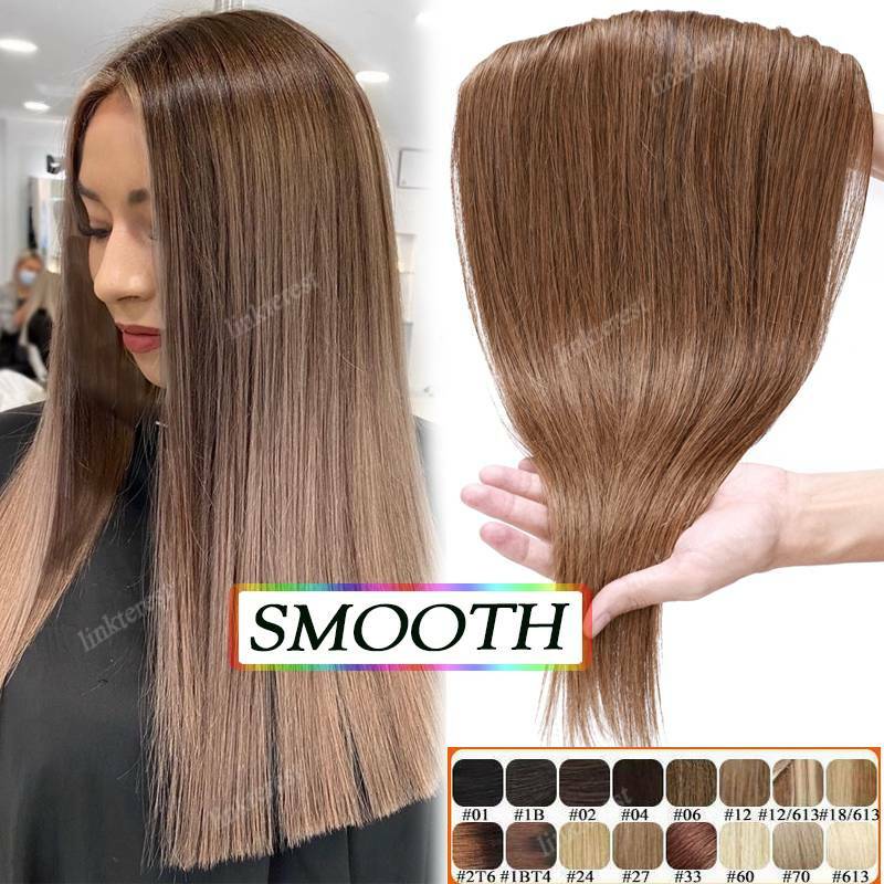 Clip-In Human Hair Extensions Full Head Thick Weft 8-24 Inches - Remy Hair