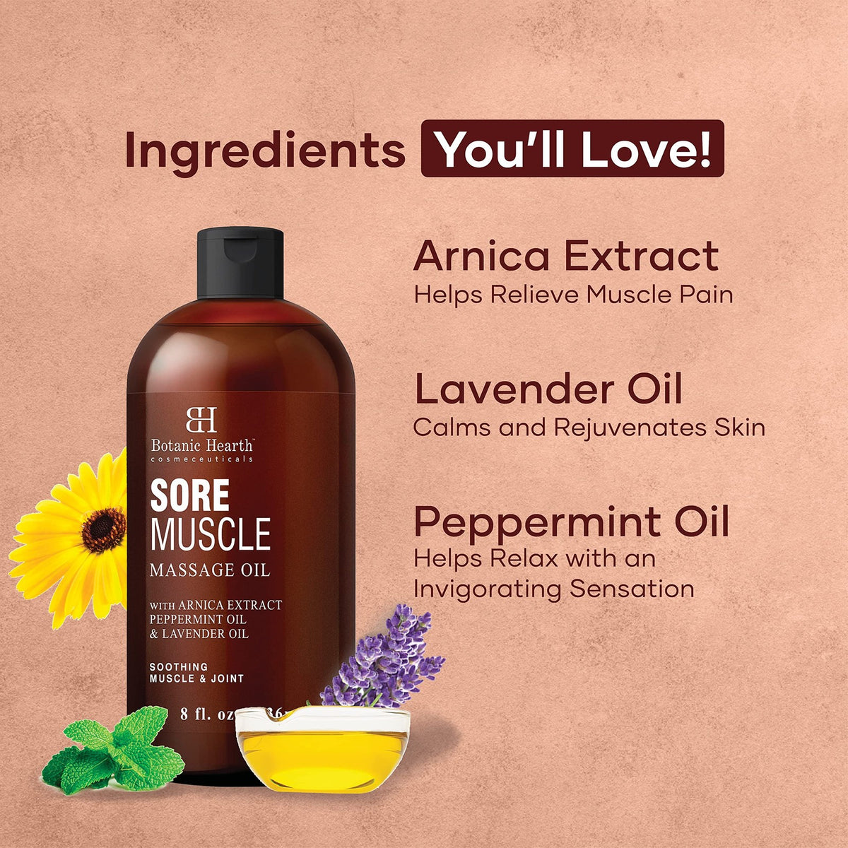 Muscle & Joint Relief Massage Oil - Hydrating Essential Oil Blend, 8.7 Fl Oz