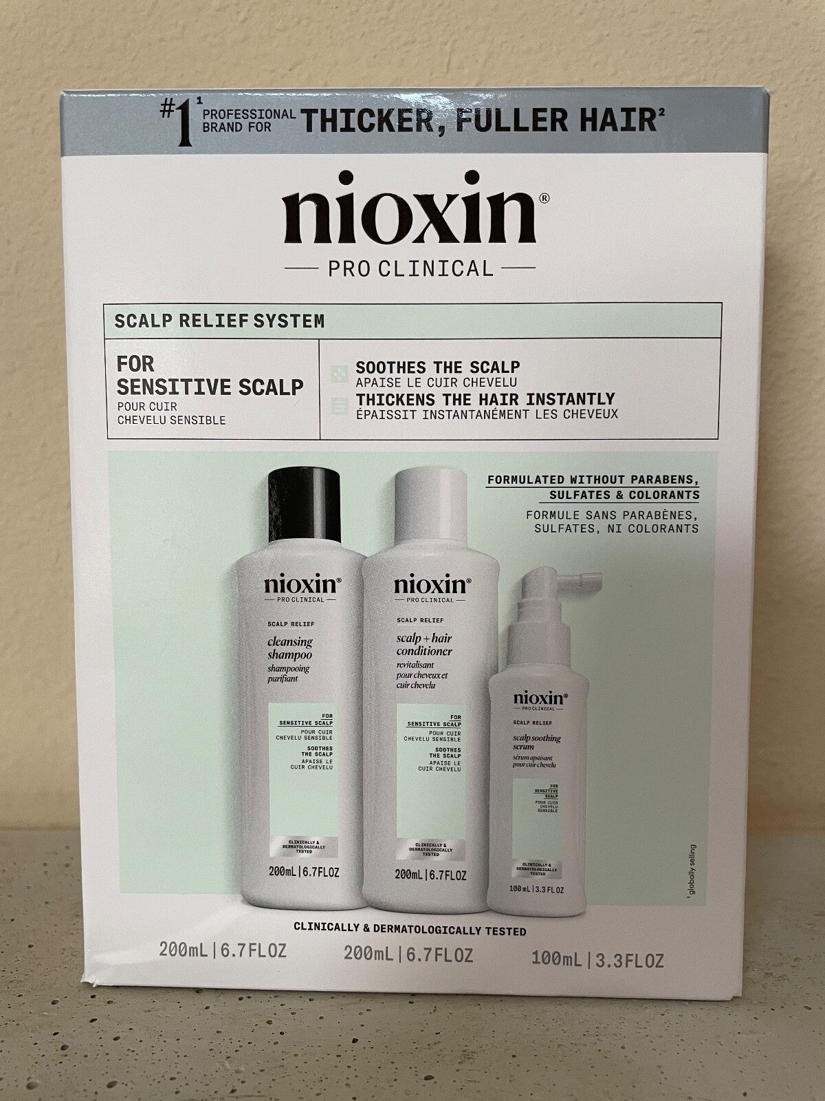 Nioxin Scalp Relief Shampoo Conditioner Serum Set for Sensitive Dry Scalp