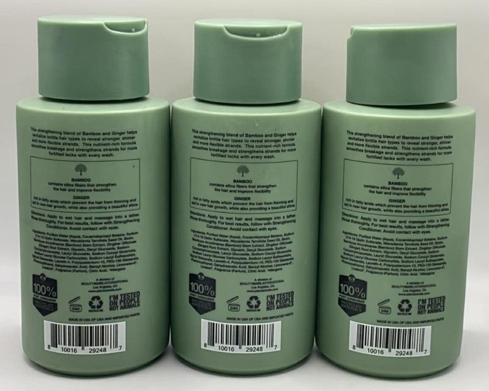 Plantanicals Strengthening Shampoo 3-Pack - Bamboo & Ginger, 11.8 FL Oz Each