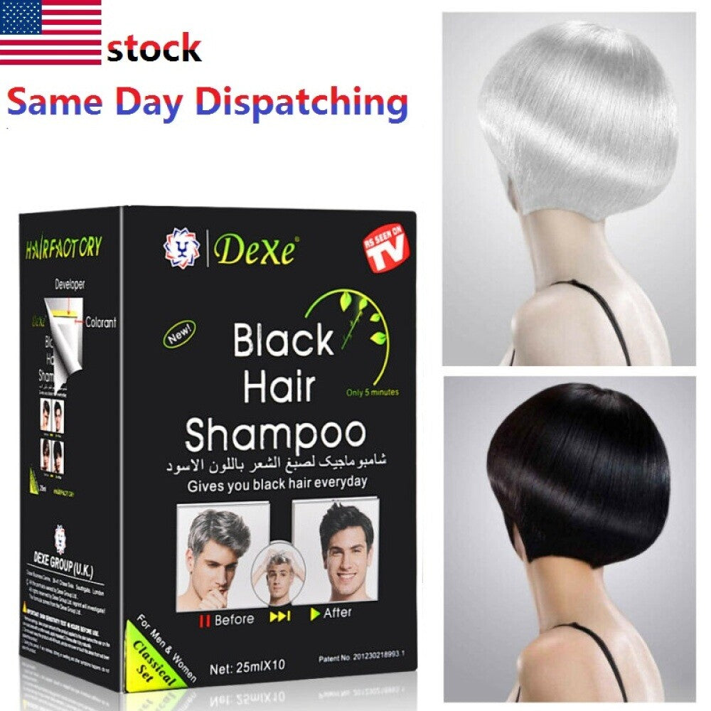 Instant Black Hair Shampoo 10-50 Pack - Natural Nourishing Hair Dye
