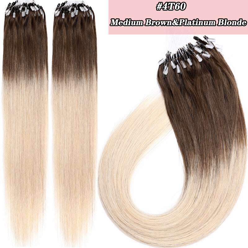 Human Hair Micro Ring Extensions Loop Tip - Remy Silky Straight Hair