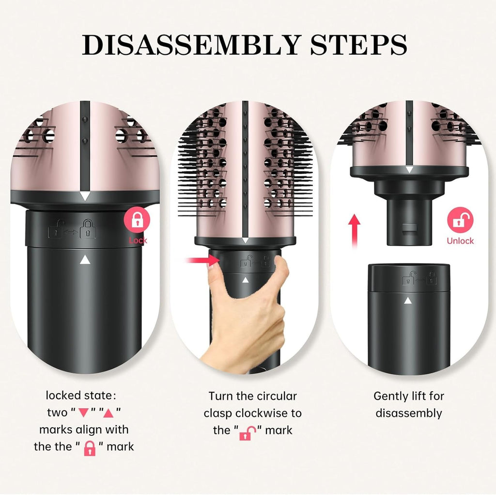 2-in-1 Negative Ion Heated Hair Brush with Curling Iron Attachments – 1.5 & 1.75 Inch