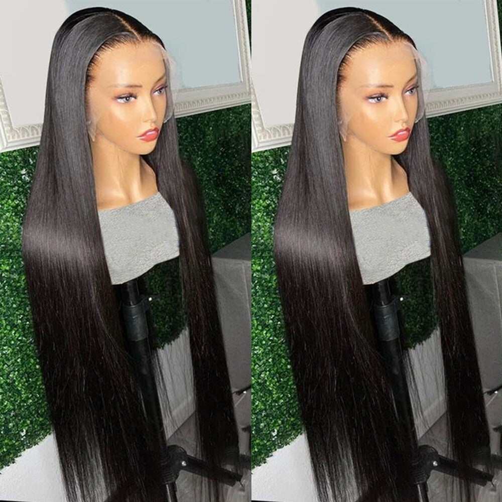 30-Inch Natural Synthetic Lace Front Wig Long Straight Hair Heat Resistant