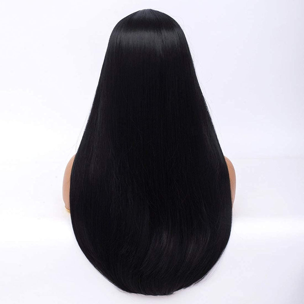 Long Straight Black Wig for Women 28 Inch Morticia Addams Costume