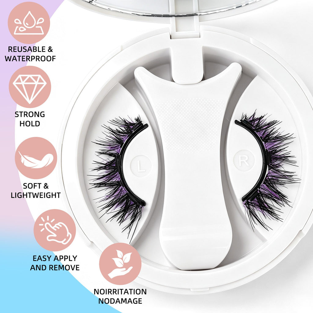 Magnetic False Eyelashes Reusable No Glue for Party Travel - Color Variants