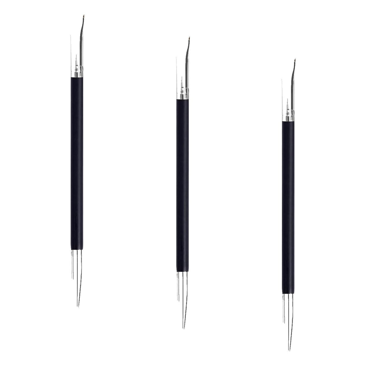 Angled Eyebrow Brush with Spoolie & Eyelash Comb 3-Pack - Professional Makeup Tools