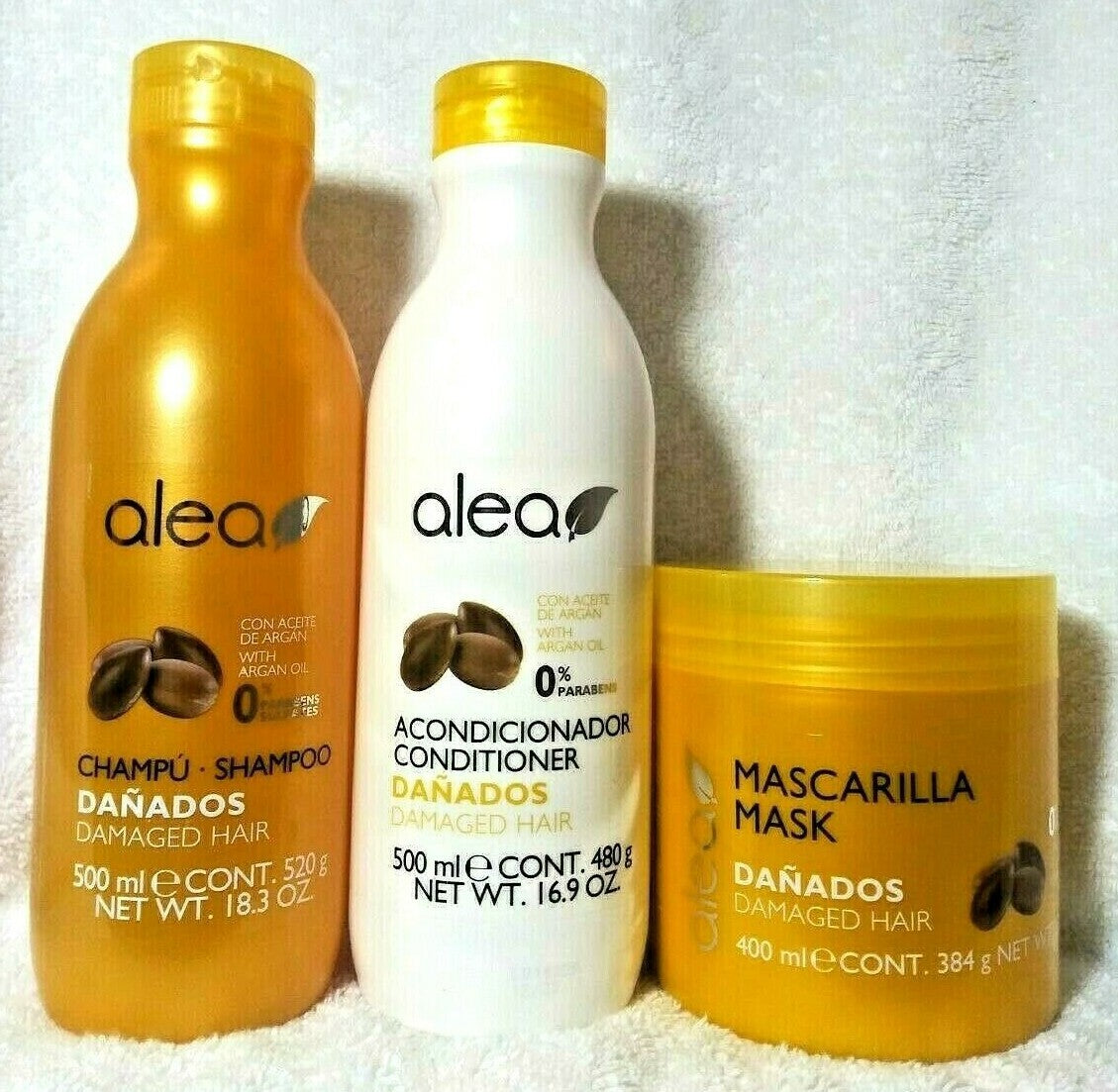 Damaged Hair Shampoo Set with Argan Oil, Conditioner & Mask - Restorative Hair Care