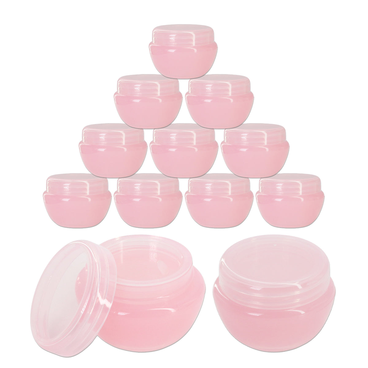 12 Pack 10ML Cosmetic Sample Jars with Inner Liners - Pink, Acrylic, Reusable
