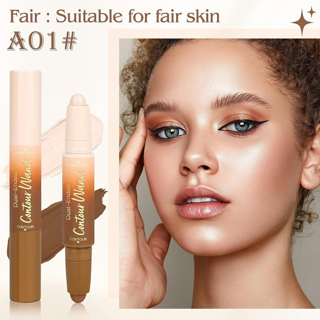 2-in-1 Contour Highlighter Stick for Face Sculpting Waterproof Makeup