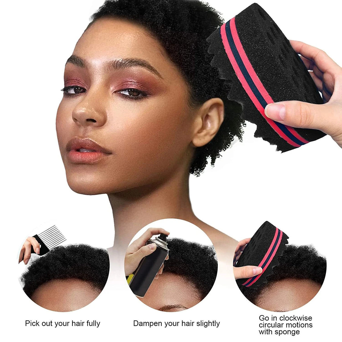2 Black Curl Definition Sponges for Afro Hair - Texturizing & Styling