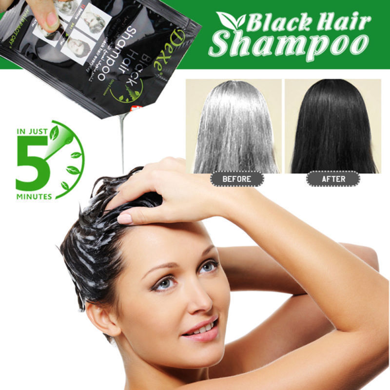 Black Hair Shampoo - Instant 5-Minute Hair Dye & Nourishing Treatment