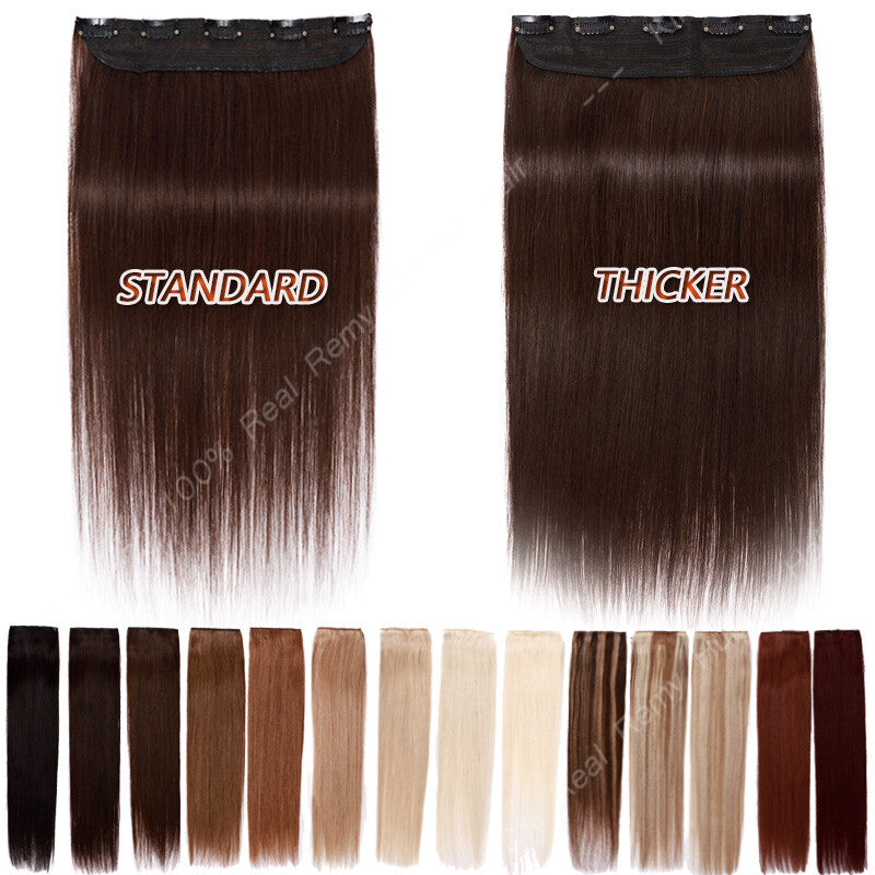 Remy Human Hair Clip-In Extensions 3/4 Full Head Weft - Multiple Colors & Lengths