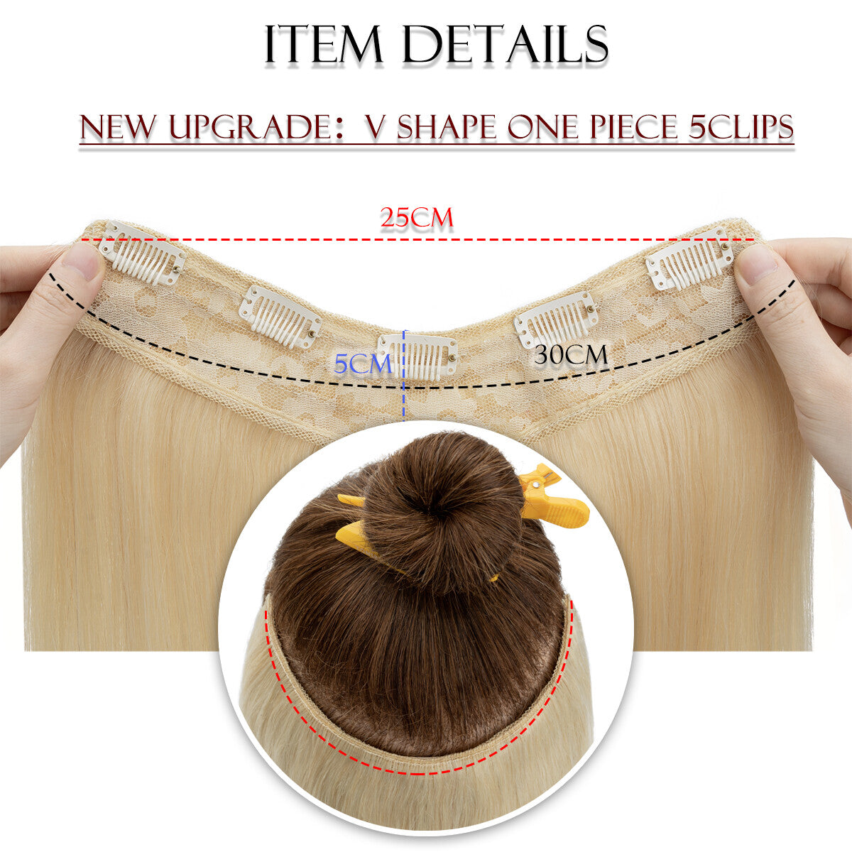 Clip-In Hair Extensions 100% Human Remy Hair Full Head V-Shape Long Styles