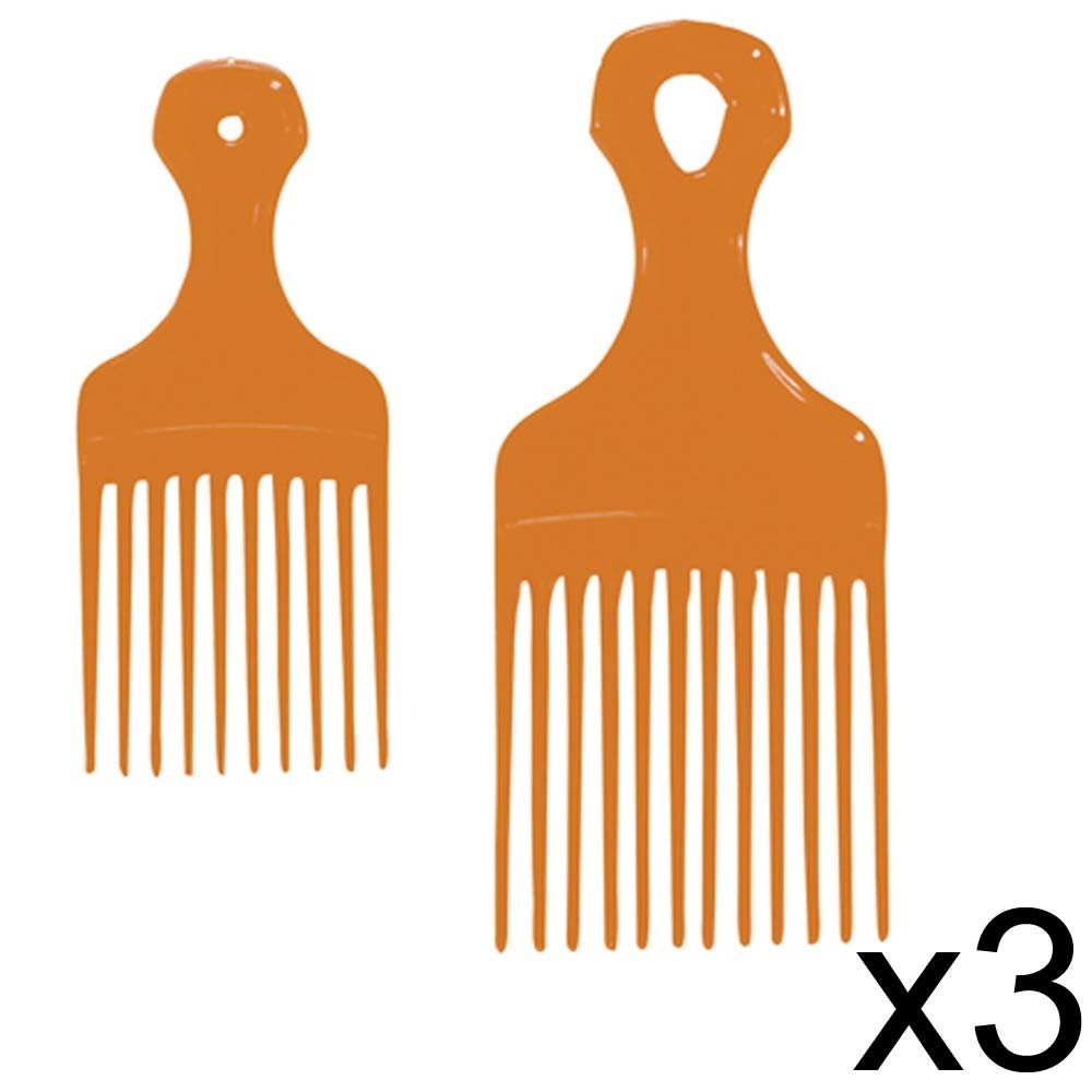 Gold Magic Hair Comb Set - Small & Large Plastic Styling Pik 3 Pack