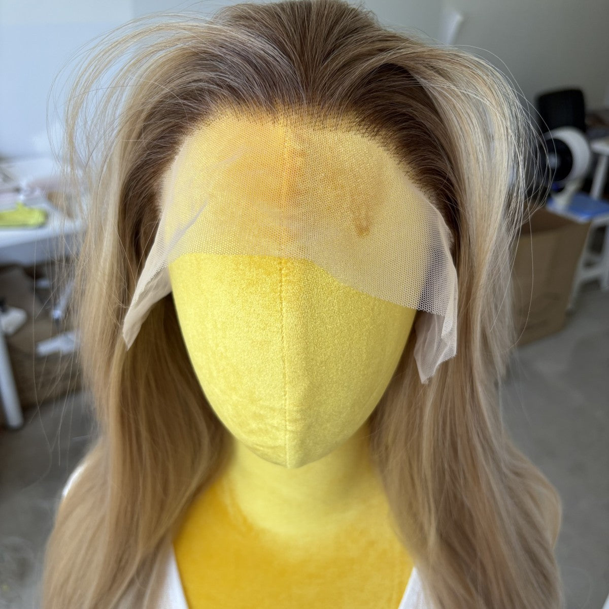 Ash Blonde Long Straight Synthetic Lace Front Wig Heat Resistant Glueless