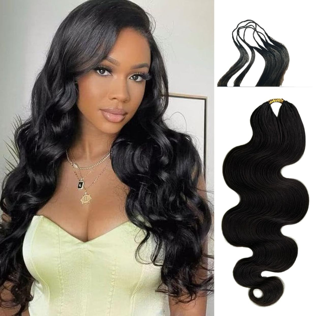 16-Inch Human Hair Body Wave Crochet Extensions - Knotless Pre-Separated 60g