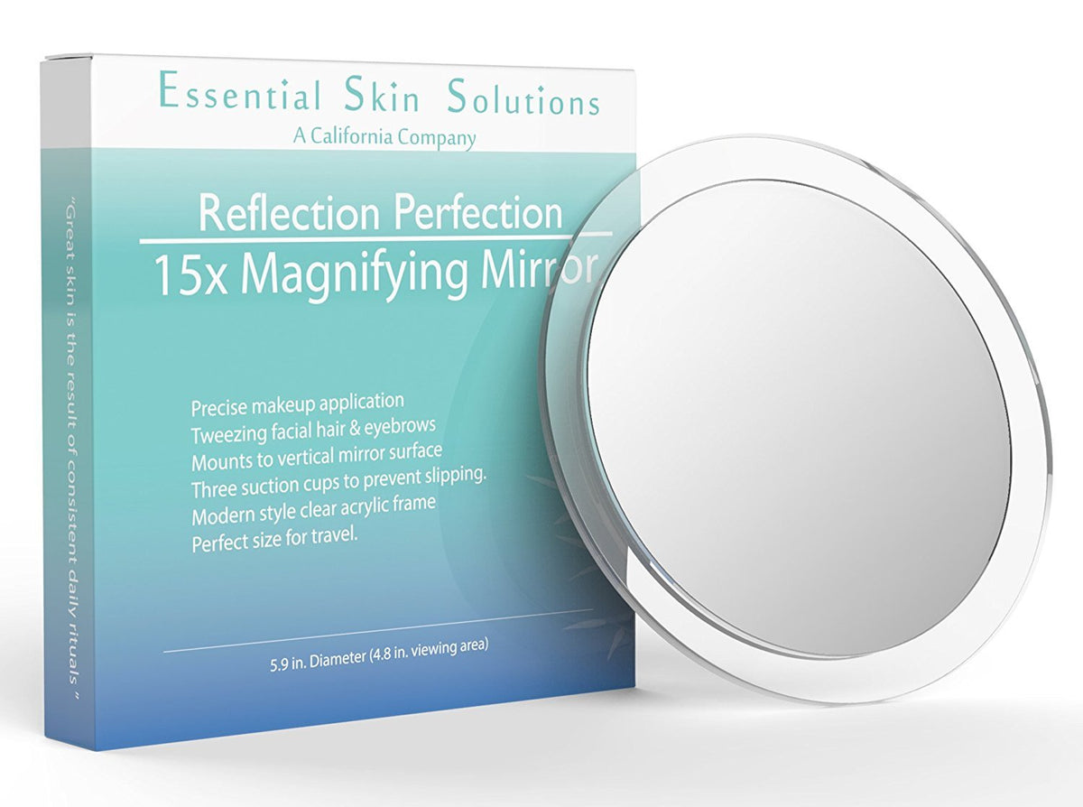 15X Magnifying Makeup Mirror with Suction Cups - 6 Inch Portable & Handheld