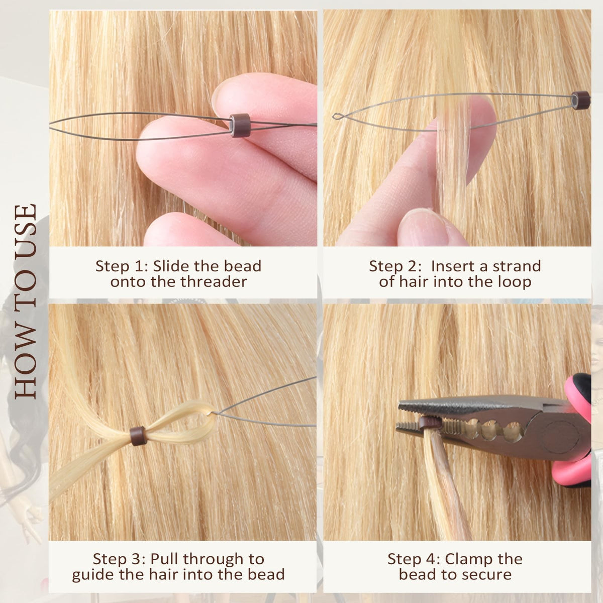 Hair Extension Micro Beads Kit 3000PCS Silicone-Lined for I-Tip & Sew-In Extensions