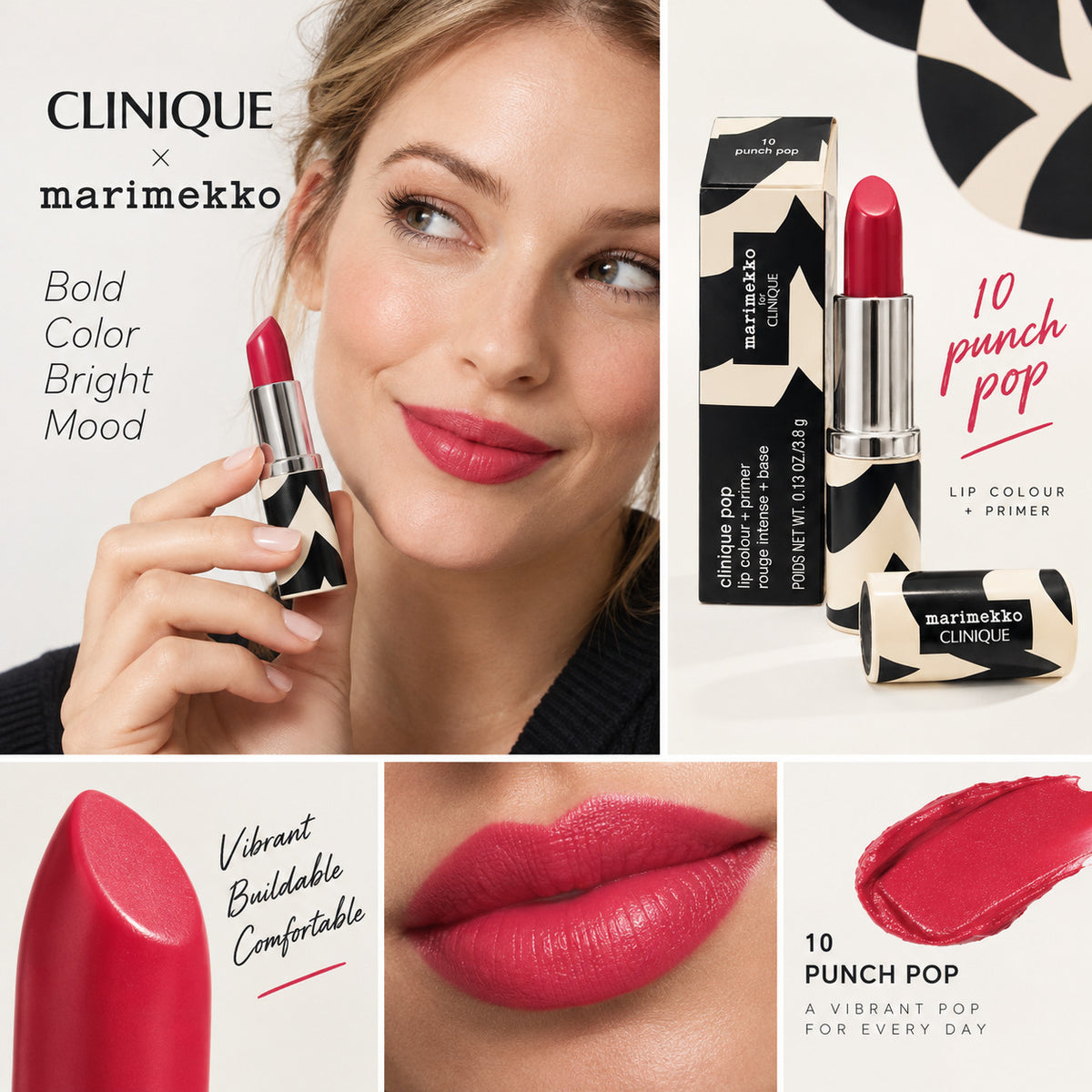 Lipstick with Primer - Clinique Pop Lip Color 10 Punch Pop 0.13 oz