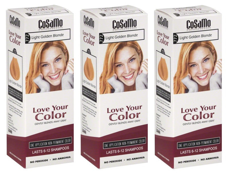 Light Golden Blonde Hair Color Kit - Non-Permanent Gray Cover, 3 Pack