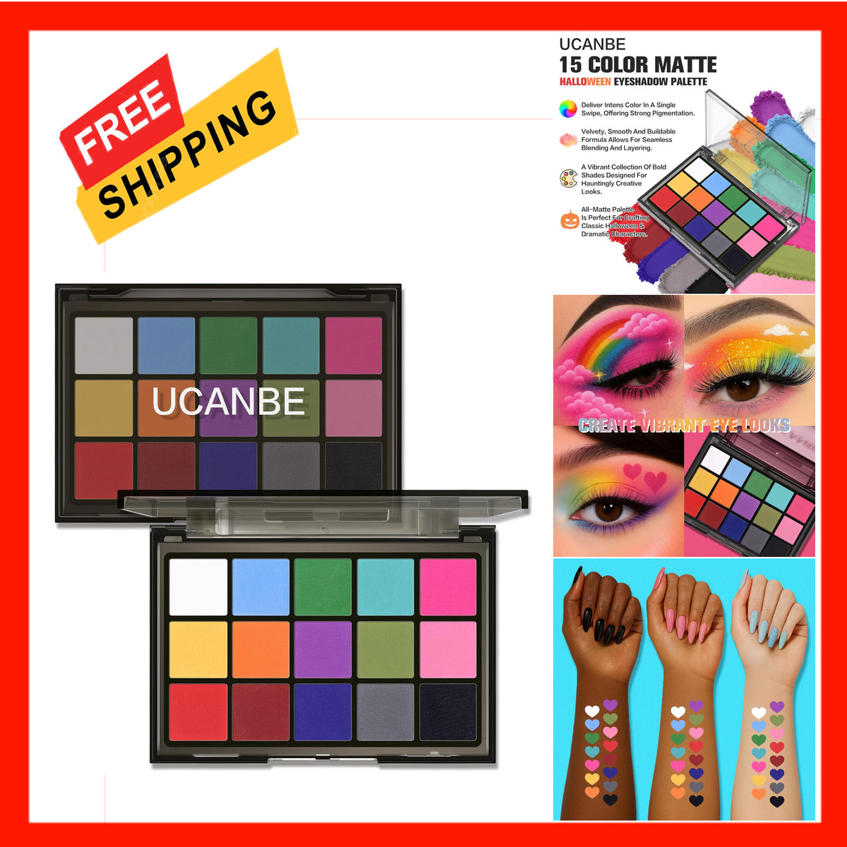 15-Color Matte Eyeshadow Palette for Face & Stage Makeup