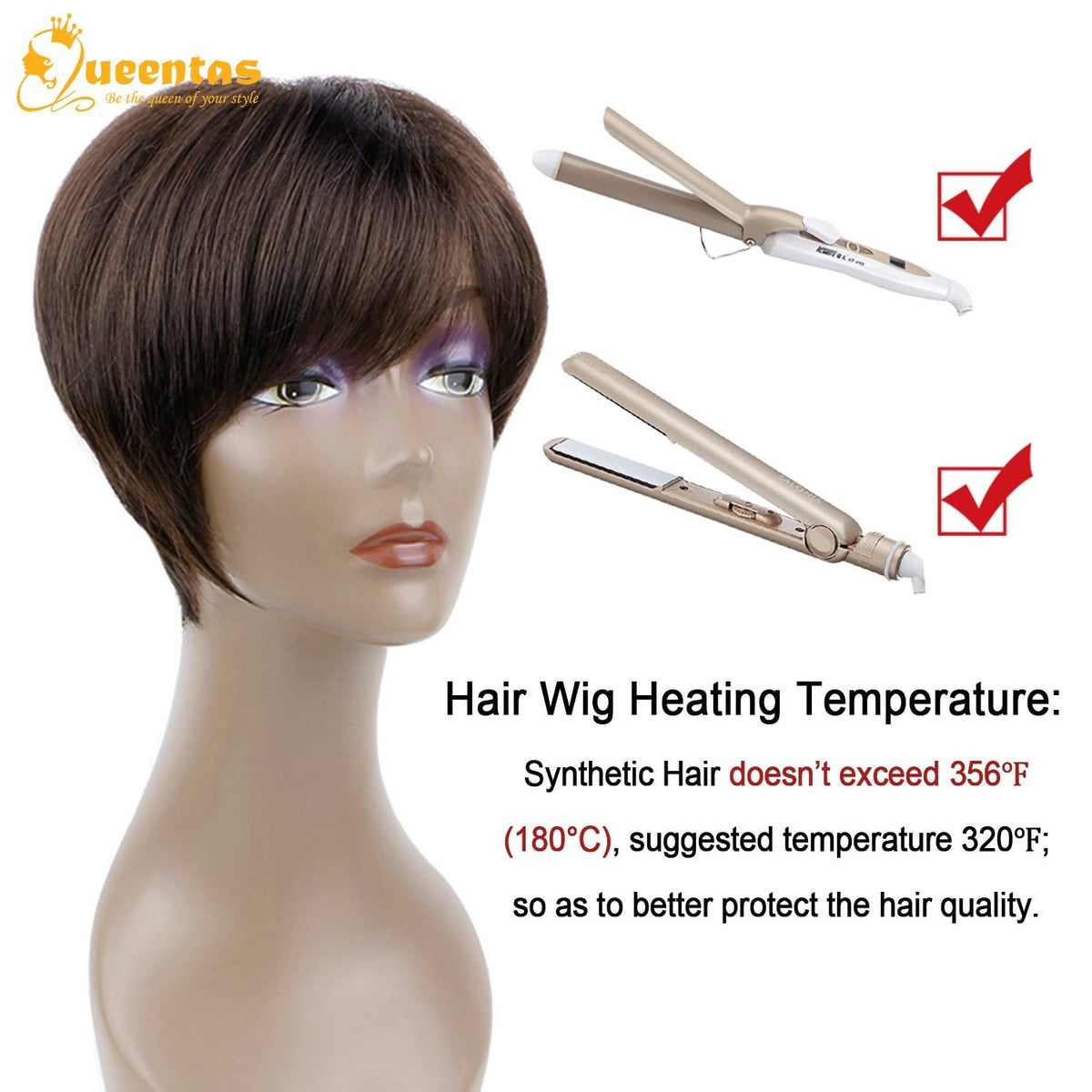 Brown Pixie Wig with Bangs - Natural Short Synthetic Hair for Daily Wear