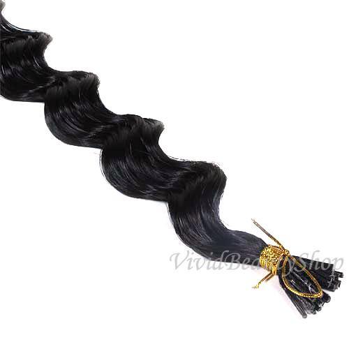 Deep Wave Micro Link Hair Extensions 22 Inch Remy Human Hair - Jet Black #1