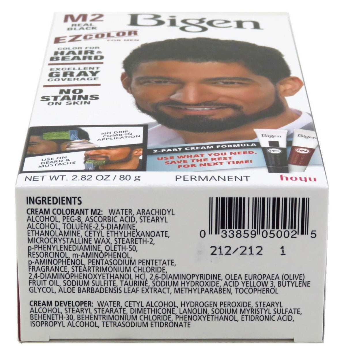 (3 Pack) Bigen EZ Color for Men - Real Black Permanent Hair Dye Kit with Aloe & Olive Oil