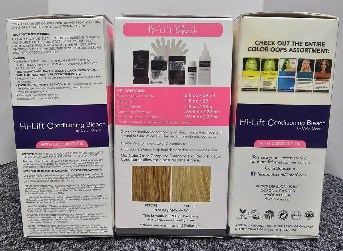 Hair Bleach Kit with Coconut Oil - 6 Pack Conditioning Hair Lightening