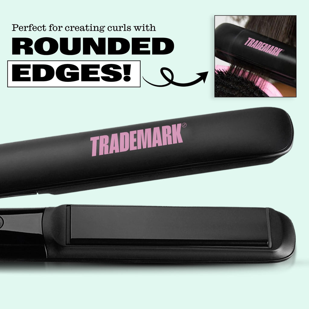 Ceramic Hair Straightener 1 Inch Flat Iron for Smooth Styling - Black