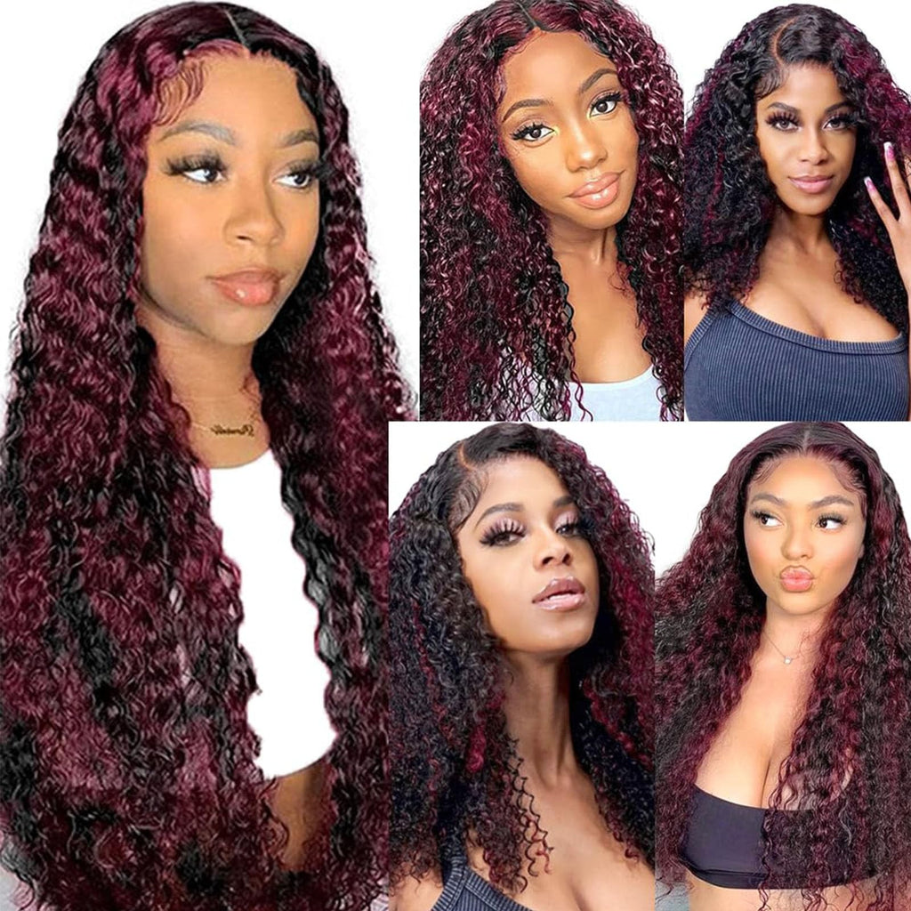 Brazilian Human Hair Bundles 18-22 Inch Jerry Curly Burgundy P1B/99J