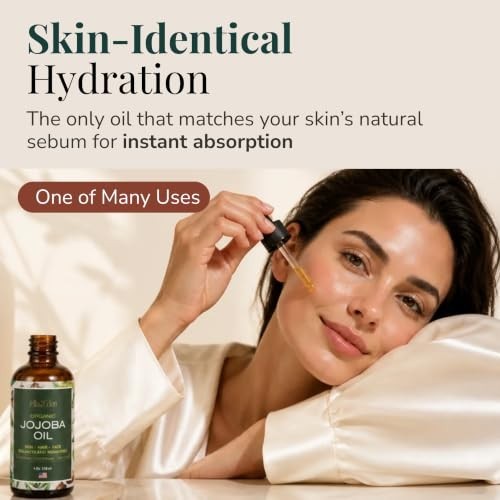 Organic Jojoba Oil for Skin & Hair - Cold Pressed 16 oz Natural Moisturizer