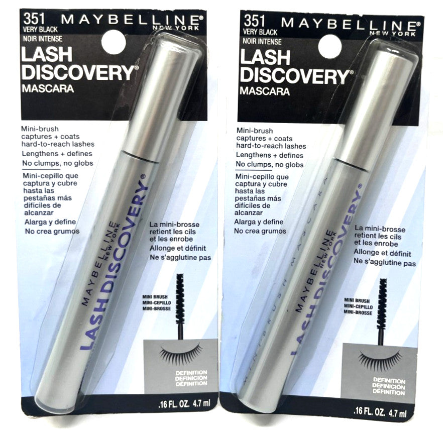 Maybelline Lash Discovery Mascara 0.16 oz Sealed - Very Black (2 Pack)