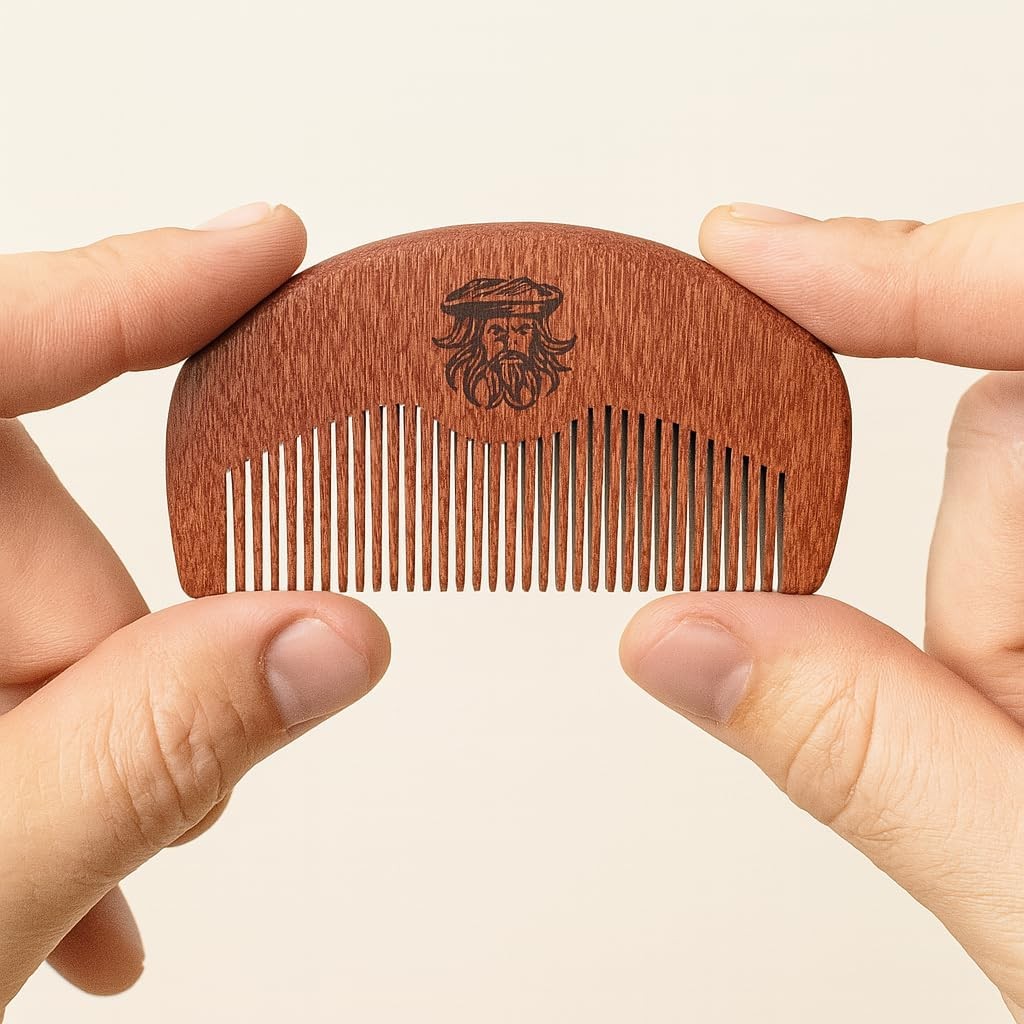 Wood Beard and Mustache Comb Anti-Static & Stimulating Skin, Durable Natural Finish