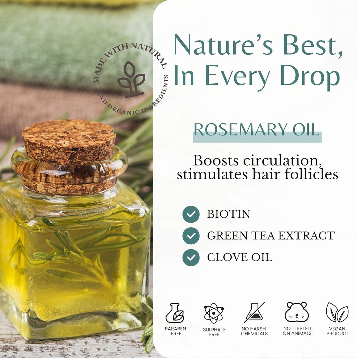 Organic Rosemary Oil Shampoo & Conditioner Set for Hair Loss & Thinning Hair