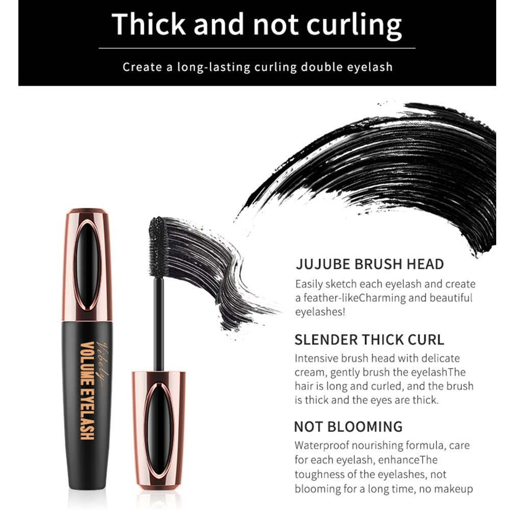 3 Pack Waterproof 4D Silk Fiber Lash Mascara - Voluminous & Smudge-Proof