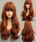 Long Wavy Red Heat-Resistant Synthetic Wig with Bangs for Cosplay